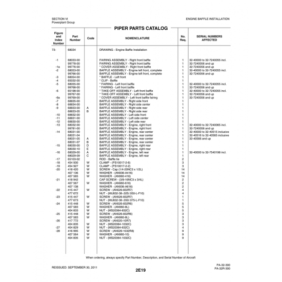 Aviation Part (99766-00) — Piper PA-32-260