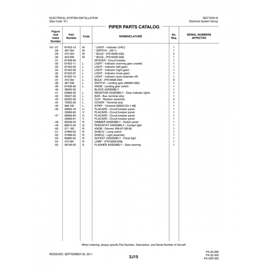 Aviation Part (99695-16) — Piper PA-32-260 Aviation Part (99695-16) — Piper PA-32-260