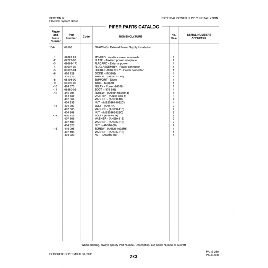 Aviation Part (89097-04) — Piper PA-32-260 Aviation Part (89097-04) — Piper PA-32-260