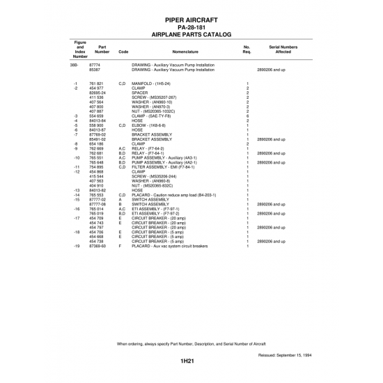 Aviation Part (85491-02) — Piper PA-28-181 Archer