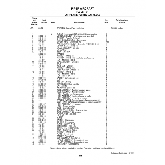 Aviation Part (85490-02) — Piper PA-28-181 Archer Aviation Part (85490-02) — Piper PA-28-181 Archer