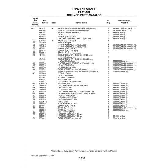 Aviation Part (79293-05) — Piper PA-28-181 Archer
