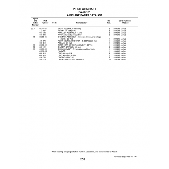 Aviation Part (85359-02) — Piper PA-28-181 Archer