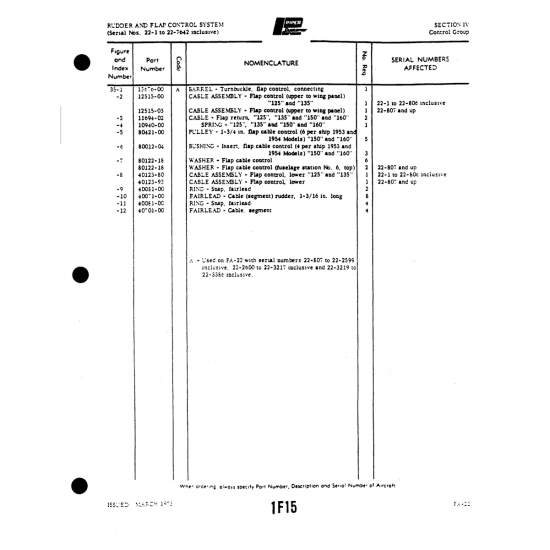 Aviation Part (40123-93) — Piper PA-22 Aviation Part (40123-93) — Piper PA-22