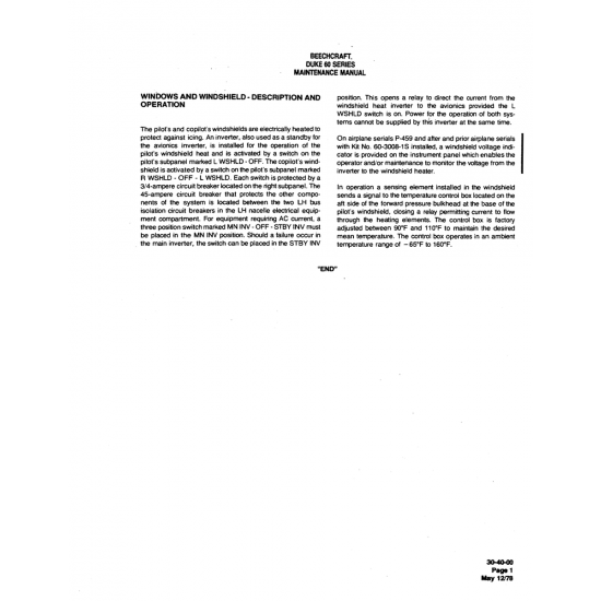 Aviation Part (3040410) — Beechcraft 60