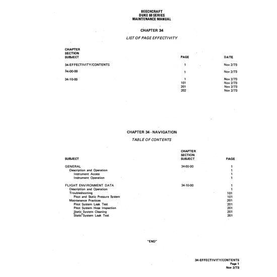 Aviation Part (34-10-00) — Beechcraft 60 Aviation Part (34-10-00) — Beechcraft 60