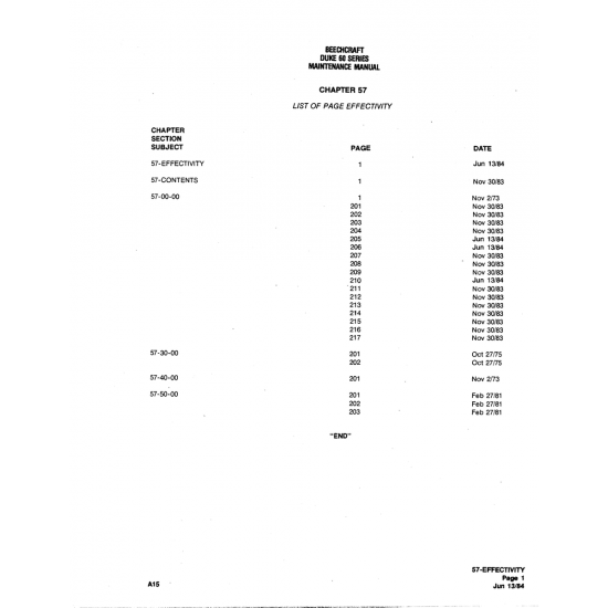 Aviation Part (57-EFFECTIVITY) — Beechcraft 60 Aviation Part (57-EFFECTIVITY) — Beechcraft 60