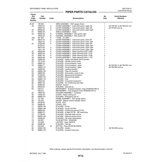 Aviation Part (67229-07) — Piper PA-28-201T Aviation Part (67229-07) — Piper PA-28-201T