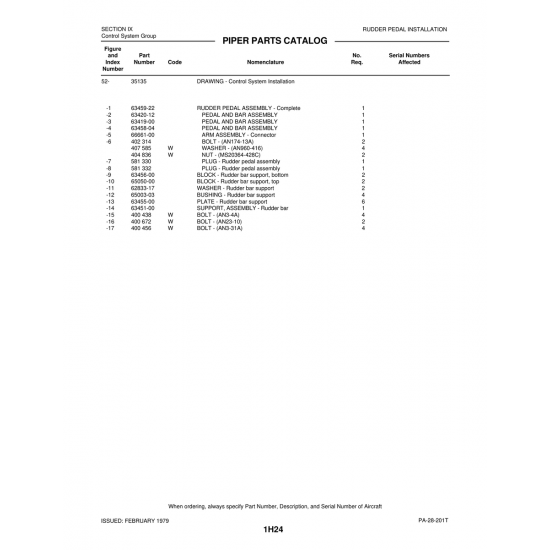 Aviation Part (63459-22) — Piper PA-28-201T
