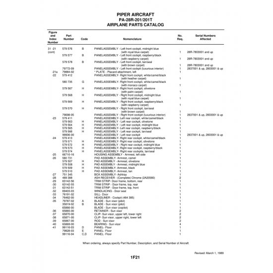 Aviation Part (99116-04) — Piper PA-28 Cherokee