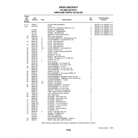 Aviation Part (63882-19) — Piper PA-28 Cherokee Aviation Part (63882-19) — Piper PA-28 Cherokee