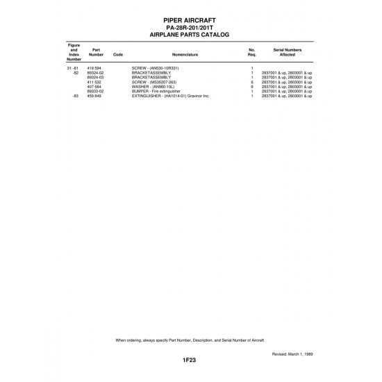 Aviation Part (89324-02) — Piper PA-28 Cherokee Aviation Part (89324-02) — Piper PA-28 Cherokee