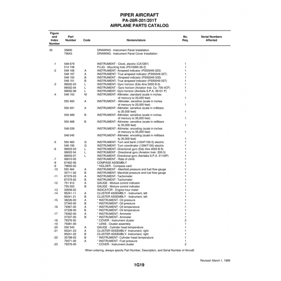 Aviation Part (79376) — Piper PA-28 Cherokee