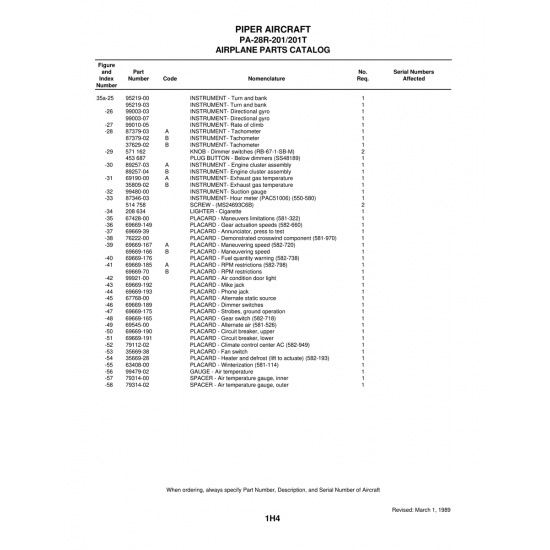 Aviation Part (89257-03) — Piper PA-28 Cherokee Aviation Part (89257-03) — Piper PA-28 Cherokee