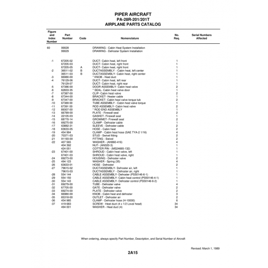 Aviation Part (67391) — Piper PA-28 Cherokee
