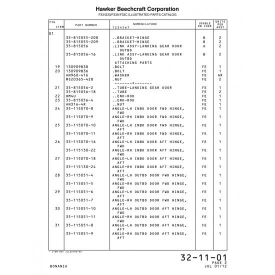 Angle-Rh Outbd Door Aft Hinge (115051-9) — Beechcraft Bonanza F33A