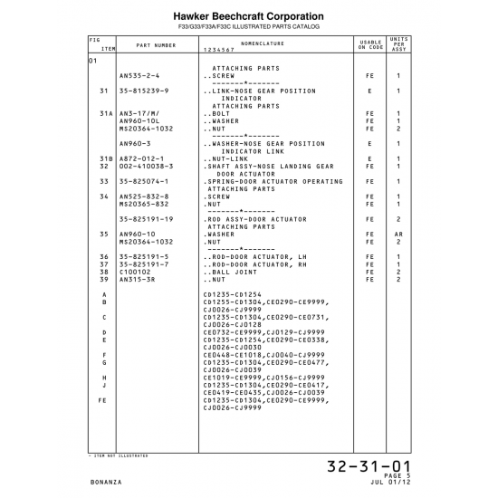 Link-Nose Gear Position (815239-9) — Beechcraft Bonanza F33A