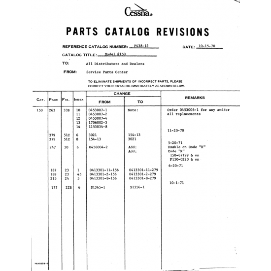 Aviation Part (0453007-4) — Cessna 150 Aviation Part (0453007-4) — Cessna 150