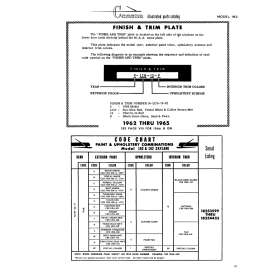 Aviation Part (18254423) — Cessna 182 Skylane Aviation Part (18254423) — Cessna 182 Skylane