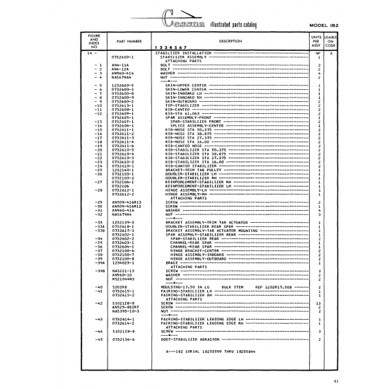 Aviation Part (0732611-1) — Cessna 182 Skylane