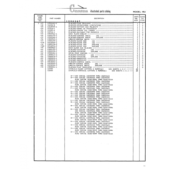 Aviation Part (0700756-1) — Cessna 182 Skylane Aviation Part (0700756-1) — Cessna 182 Skylane
