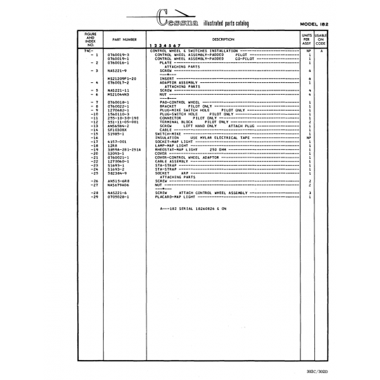 Aviation Part (255-10-30-190) — Cessna 182 Skylane