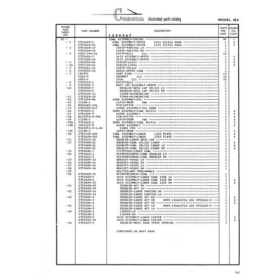 Aviation Part (4002-H) — Cessna 182 Skylane Aviation Part (4002-H) — Cessna 182 Skylane