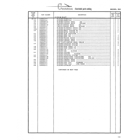 Aviation Part (0505005-2) — Cessna 182 Skylane Aviation Part (0505005-2) — Cessna 182 Skylane