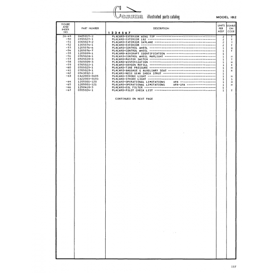 Aviation Part (0505020-3) — Cessna 182 Skylane