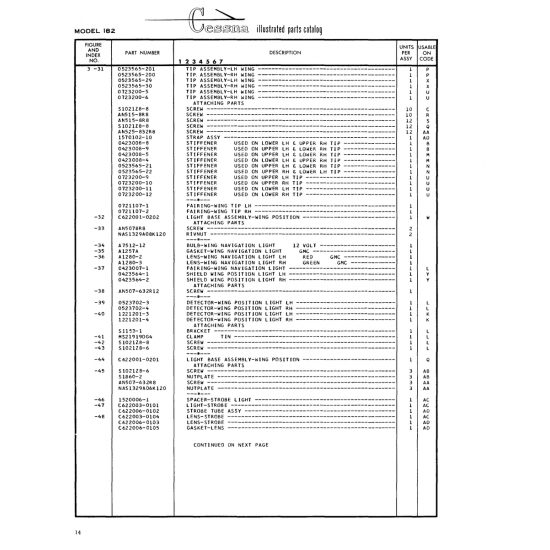 Aviation Part (0423008-8) — Cessna 182 Skylane Aviation Part (0423008-8) — Cessna 182 Skylane