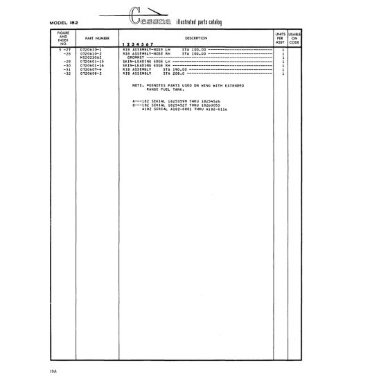 Aviation Part (0720610-1) — Cessna 182 Skylane