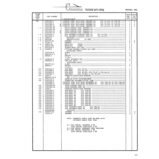Aviation Part (0722180-9) — Cessna 182 Skylane Aviation Part (0722180-9) — Cessna 182 Skylane