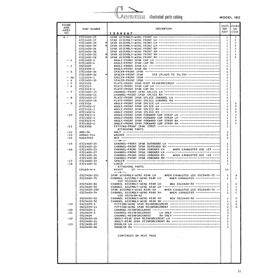 Aviation Part (0721402-1) — Cessna 182 Skylane Aviation Part (0721402-1) — Cessna 182 Skylane