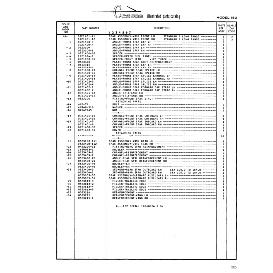 Aviation Part (0523813-3) — Cessna 182 Skylane Aviation Part (0523813-3) — Cessna 182 Skylane