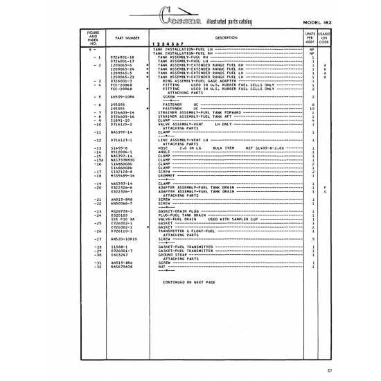 Aviation Part (0726001-7) — Cessna 182 Skylane Aviation Part (0726001-7) — Cessna 182 Skylane