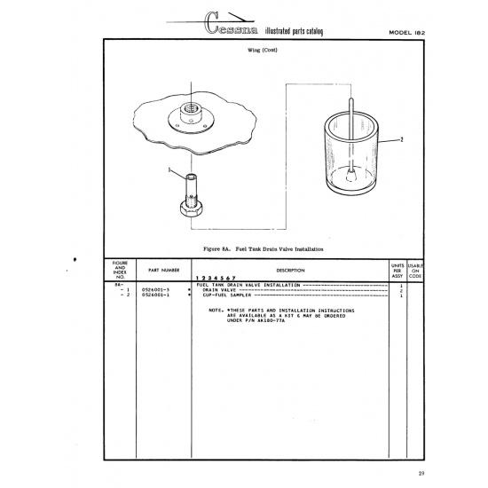 Aviation Part (0526001-1) — Cessna 182 Skylane Aviation Part (0526001-1) — Cessna 182 Skylane