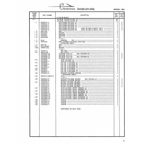 Aviation Part (0523B00-7) — Cessna 182 Skylane Aviation Part (0523B00-7) — Cessna 182 Skylane