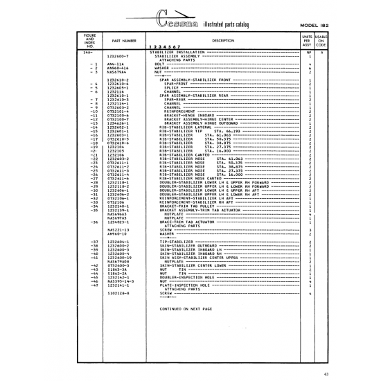 Aviation Part (0732610-6) — Cessna 182 Skylane