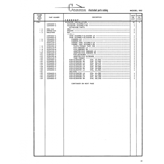 Aviation Part (0734110-6) — Cessna 182 Skylane Aviation Part (0734110-6) — Cessna 182 Skylane