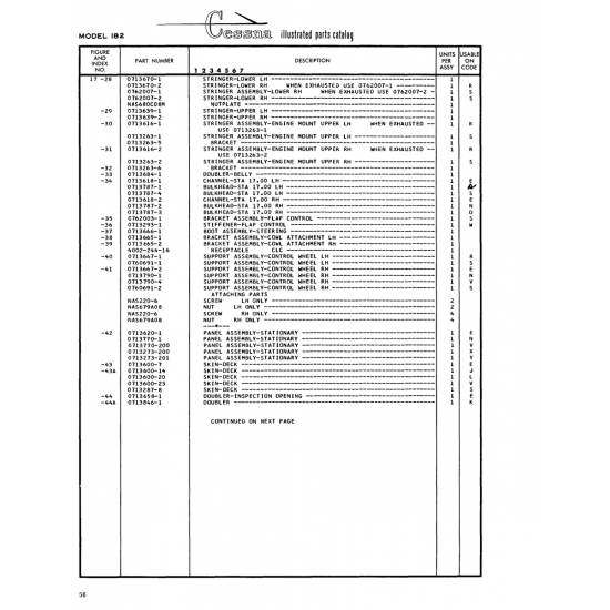 Aviation Part (0713666-1) — Cessna 182 Skylane Aviation Part (0713666-1) — Cessna 182 Skylane