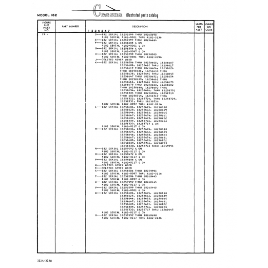 Aviation Part (18258619) — Cessna 182 Skylane Aviation Part (18258619) — Cessna 182 Skylane