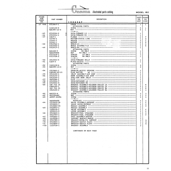 Aviation Part (0713952-1) — Cessna 182 Skylane Aviation Part (0713952-1) — Cessna 182 Skylane