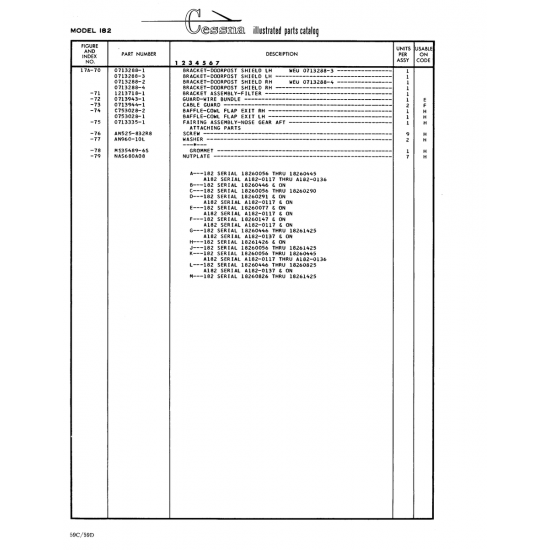 Aviation Part (0713335-1) — Cessna 182 Skylane