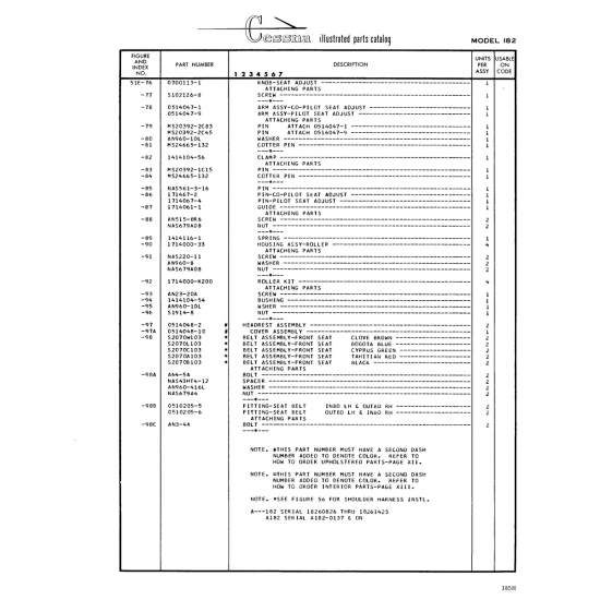 Aviation Part (S2070B103) — Cessna 182 Skylane Aviation Part (S2070B103) — Cessna 182 Skylane