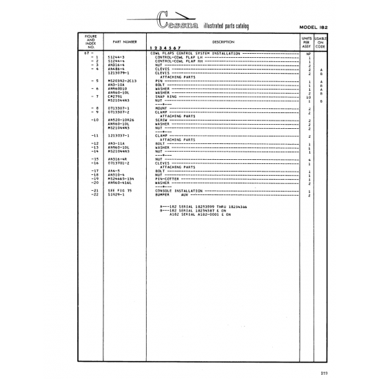 Aviation Part (0713307-2) — Cessna 182 Skylane Aviation Part (0713307-2) — Cessna 182 Skylane