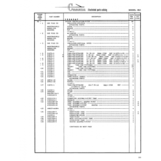 Aviation Part (0721114-1) — Cessna 182 Skylane