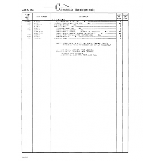Aviation Part (B3099) — Cessna 182 Skylane