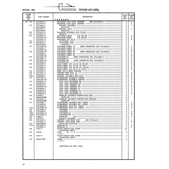 Aviation Part (0711600-2) — Cessna 182 Skylane Aviation Part (0711600-2) — Cessna 182 Skylane