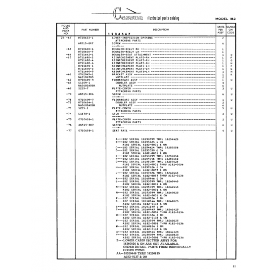 Aviation Part (0711690-1) — Cessna 182 Skylane Aviation Part (0711690-1) — Cessna 182 Skylane