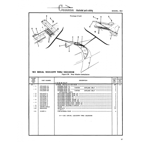 Aviation Part (0711600-11) — Cessna 182 Skylane Aviation Part (0711600-11) — Cessna 182 Skylane